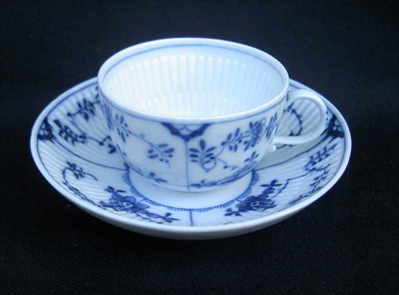 Meissen 19th c. blue and white fluted cup and saucer