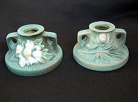 Pair of Roseville Cosmos candle holders