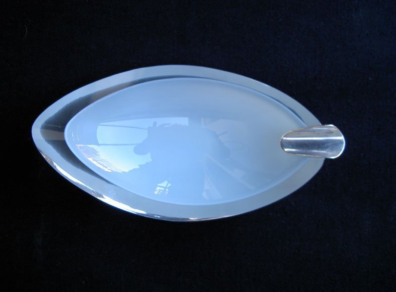 Cased glass and silver ashtray, c 1960