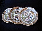 English Chinoiserie lustreware saucer dishes