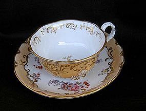 English mid 19th c footed tea cup and saucer