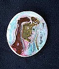 Vintage Provencal lady ceramic pendant