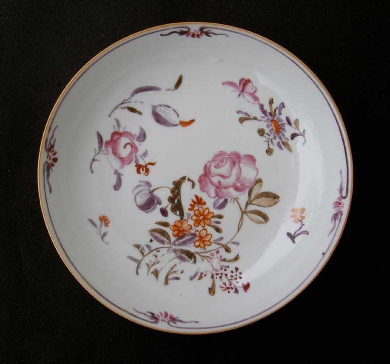 Chinese Export saucer, possibly decorated in Europe