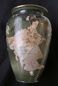 Japanese Satsuma style Geisha vase, Meiji