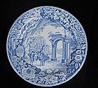 English Blue and white transfer printed plate by Clews