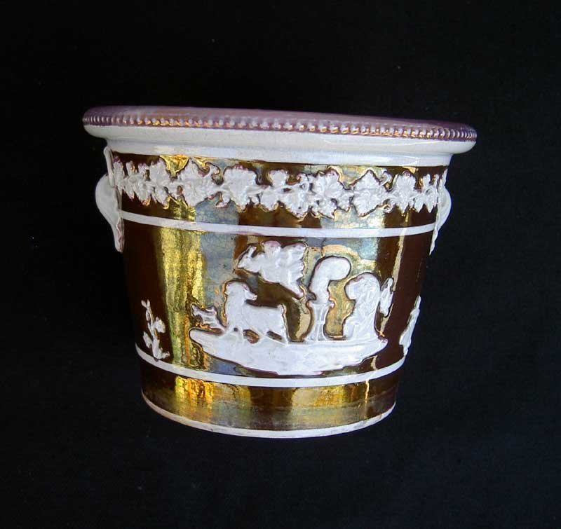 English lustreware cache-pot Wedgwood style, Georgian