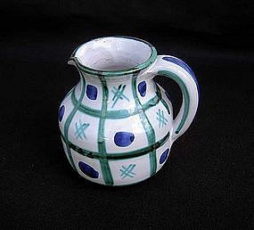 Vallauris Picault blue and green decorated jug
