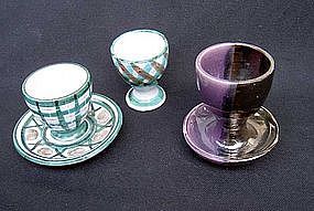 Three 1950's egg cups, Vallauris