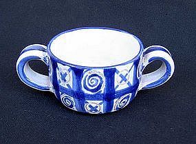 Blue and white small pot by Picault, Vallauris