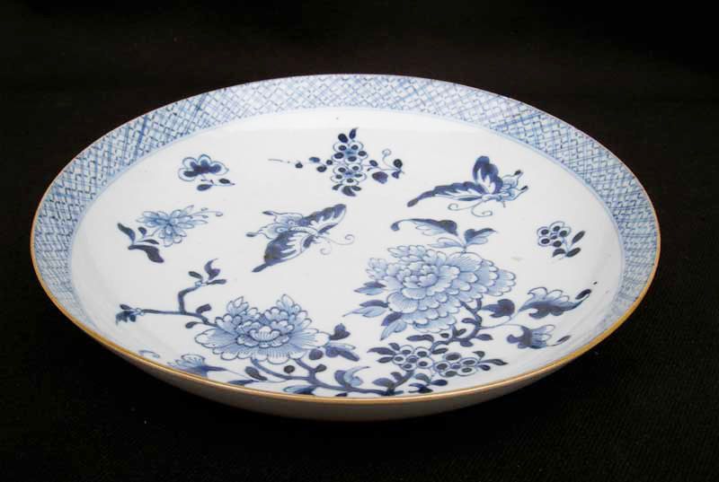 Chinese blue and white butterfly and peony dish, early 18th century