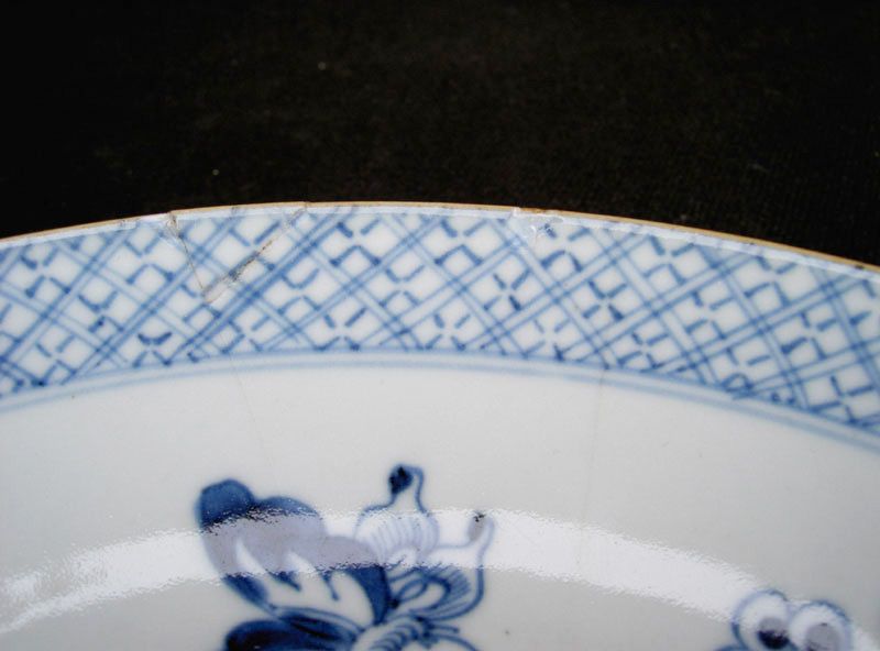 Chinese blue and white butterfly and peony dish, early 18th century