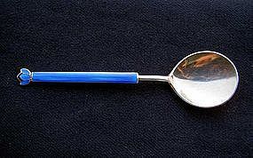 Norwegian enamel and sterling  silver spoon by David Andersen