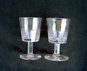 Pair of Georgian panel-cut wine glasses