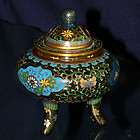 Fine Old Japanese Cloisonne Enamel 3 Legged Koro