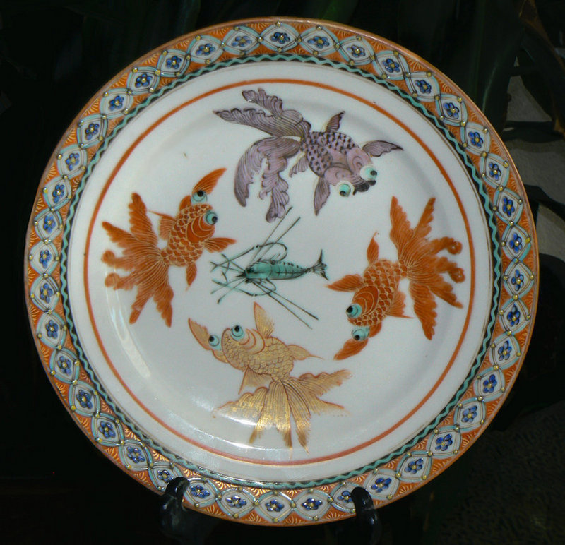Pair of Chinese Raised Enamel Export Porcelain Plates