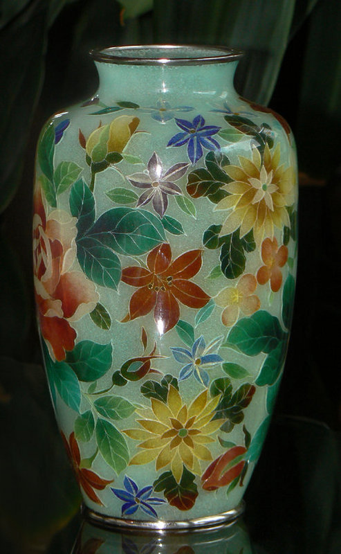 Japanese Cloisonne Plique-a-Jour Vase
