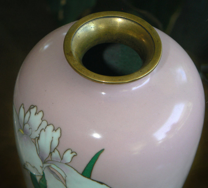 Japanese Cloisonne Enamel Vase with Iris - Gonda