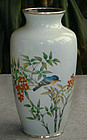 Japanese Cloisonne Enamel Vase with Bluebird