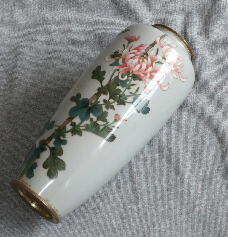 Antique Japanese Cloisonne Enamel Vase with Bird