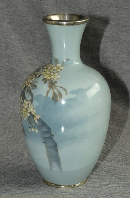 Namikawa Sosuke Cloisonne Enamel Moon &amp; Clouds Vase