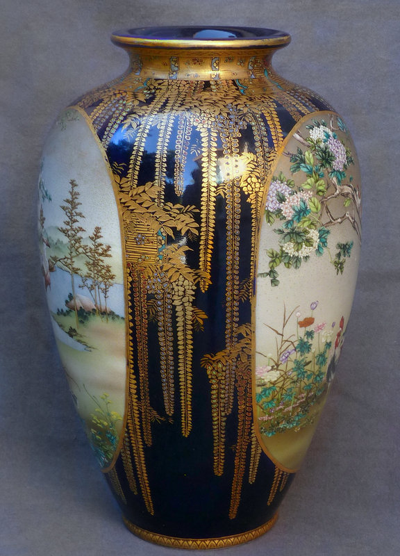 Large Unique Japanese Satsuma Vase by Kinkozan