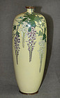 Fine Japanese Cloisonne Enamel Vase with Wisteria