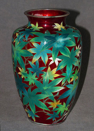 Early Japanese Cloisonne Enamel Pigeon Blood Vase