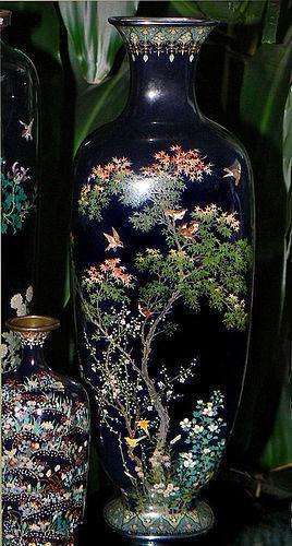 Large Japanese Cloisonne Enamel Vase - Signed