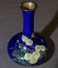 Beautiful Cobalt Colored Japanese Cloisonne Vase Kawaguchi Bunzaeoman