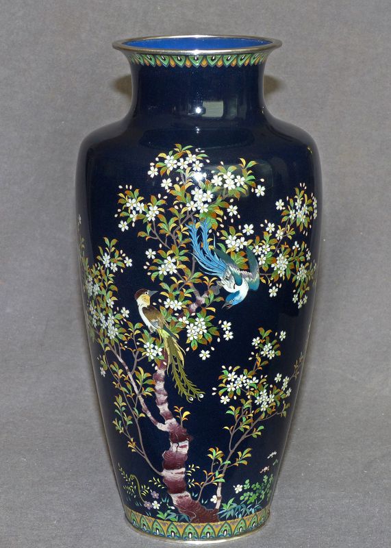 Beautiful Large Japanese Cloisonne Enamel Vase - Hayashi or Ando