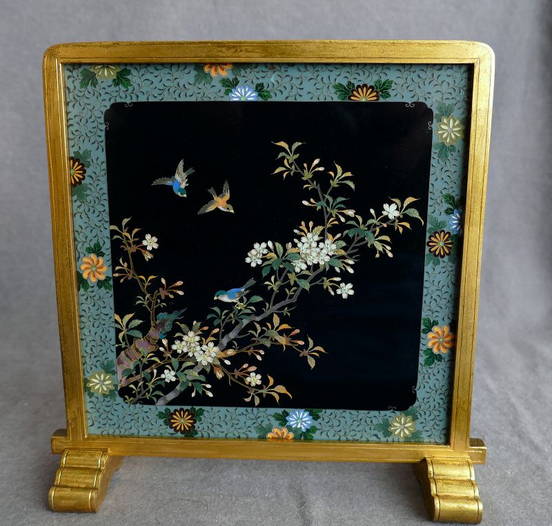 Very Rare Japanese Cloisonne Enamel 2 sided Plaque Signed S Inaba