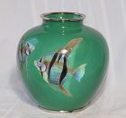 Attractive Japanese Cloisonne Enamel vase with Two Angelfish