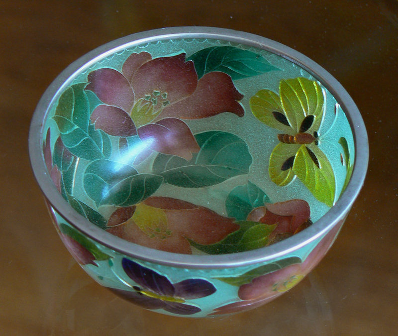 Japanese Plique-A-jour Cloisonne Bowl - Butterflies