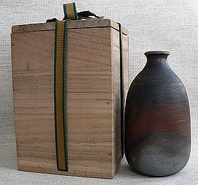 Japanese BIZEN ware. Sake bottle with box.