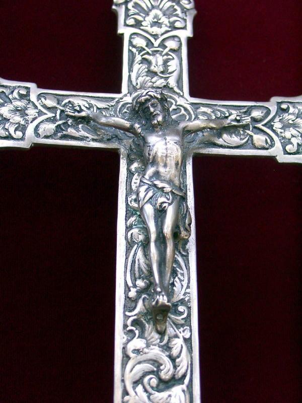 Silver hand chiseled Crucifix