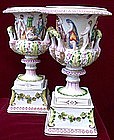 Italian Porcelain Capo Di Monte Amphoras
