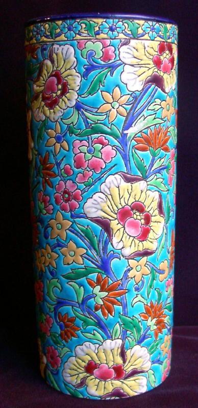 French Enameled Ceramic Vase