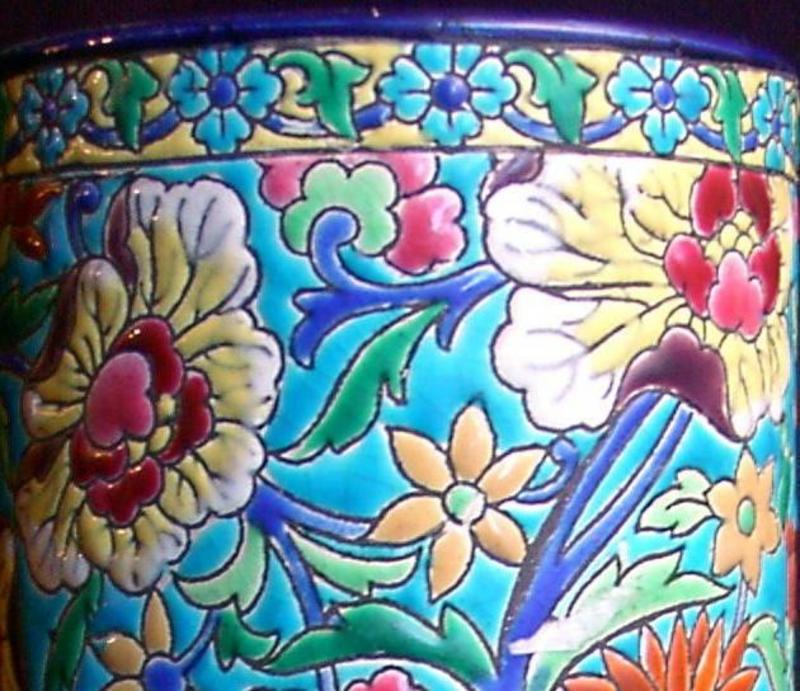 French Enameled Ceramic Vase