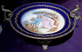 A Bronze Mounted Sevres Porcelain Dish