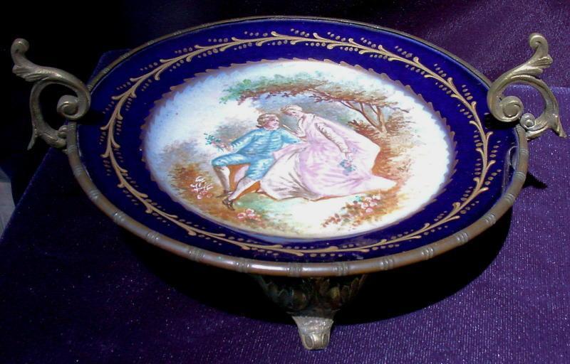 A Bronze Mounted Sevres Porcelain Dish