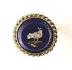 Antique Micro Mosaic Ring -- Dove in Cobalt