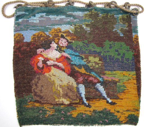 Antique Micro Beaded Figural Purse, Pair of Lovers