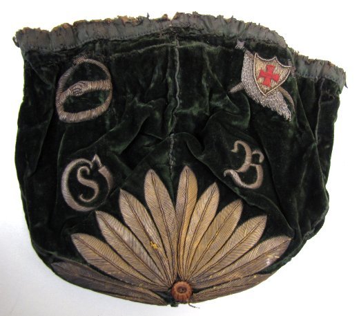 18th C Embroidered Green Velvet Gaming Purse