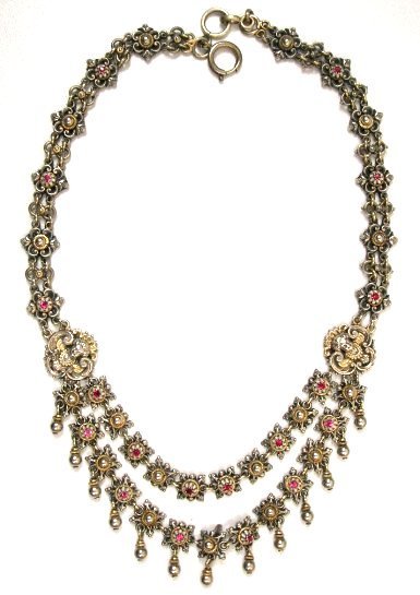 Fine Austro-Hungarian Silver and Red Stone Necklace