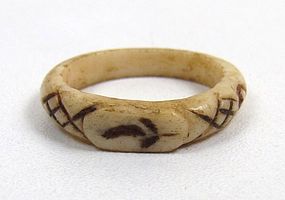 Rare Antique Carved Scrimshaw Sweetheart Ring
