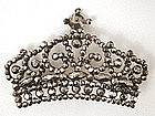 Early Victorian Cut Steel Brooch -- Crown!