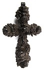 Ornate 19th C Vulcanite Mourning Cross