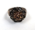 Antique Silver Ring, 9k Rose Gold and Marcasite