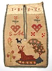 Rare Needlework Pocket on Canvas, 1852, PA Dutch