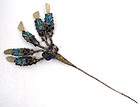 Beautiful Antique Kingfisher Feather Hair Pin